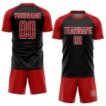 Custom Jersey Uniform Soccer Pinstripe Red-White Black Sublimation Custom Jersey Uniform Soccer Pinstripe Red-White Black Sublimation