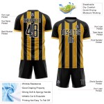 Uniform Sublimation Black Line Soccer Sports Custom Pinstripe Gold-White Jersey Uniform Sublimation Black Line Soccer Sports Custom Pinstripe Gold-White Jersey