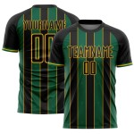 Sports Uniform Black Kelly Soccer Custom Jersey Pinstripe Line Green-Gold Sublimation Sports Uniform Black Kelly Soccer Custom Jersey Pinstripe Line Green-Gold Sublimation