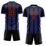 Blue-Orange Sublimation Uniform Thunder Jersey Pinstripe Sports Black Soccer Line Custom