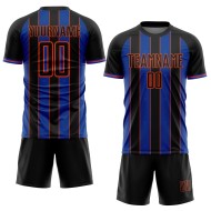 Blue-Orange Sublimation Uniform Thunder Jersey Pinstripe Sports Black Soccer Line Custom Blue-Orange Sublimation Uniform Thunder Jersey Pinstripe Sports Black Soccer Line Custom