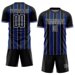Black Uniform Royal-White Soccer Sports Custom Line Pinstripe Sublimation Jersey Black Uniform Royal-White Soccer Sports Custom Line Pinstripe Sublimation Jersey
