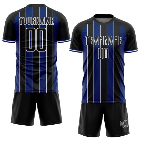 Black Uniform Royal-White Soccer Sports Custom Line Pinstripe Sublimation Jersey Black Uniform Royal-White Soccer Sports Custom Line Pinstripe Sublimation Jersey