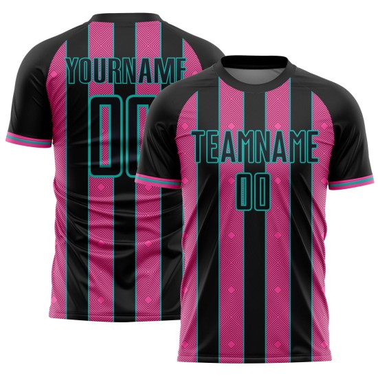 Uniform Jersey Pinstripe Line Sports Pink-Aqua Black Soccer Custom Sublimation Uniform Jersey Pinstripe Line Sports Pink-Aqua Black Soccer Custom Sublimation