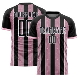 Line Sublimation Black Jersey Light Uniform Custom Pinstripe Pink-White Soccer Sports