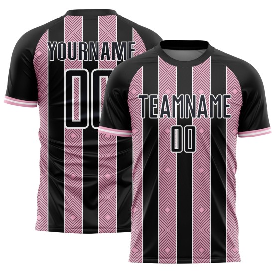 Line Sublimation Black Jersey Light Uniform Custom Pinstripe Pink-White Soccer Sports Line Sublimation Black Jersey Light Uniform Custom Pinstripe Pink-White Soccer Sports