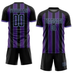 Sublimation Sports Jersey Soccer Uniform Pinstripe Blue Line Purple-Light Custom Black Sublimation Sports Jersey Soccer Uniform Pinstripe Blue Line Purple-Light Custom Black