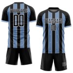 Uniform Custom Soccer Jersey Line Black Pinstripe Sports Light Sublimation Blue-White Uniform Custom Soccer Jersey Line Black Pinstripe Sports Light Sublimation Blue-White