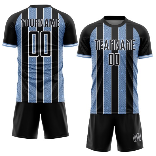 Uniform Custom Soccer Jersey Line Black Pinstripe Sports Light Sublimation Blue-White Uniform Custom Soccer Jersey Line Black Pinstripe Sports Light Sublimation Blue-White
