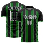Soccer Pinstripe Line Jersey Sports Green-White Grass Custom Sublimation Black Uniform Soccer Pinstripe Line Jersey Sports Green-White Grass Custom Sublimation Black Uniform
