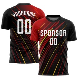 White Soccer Black-Gold Jersey Sublimation Red Custom Uniform