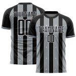 Soccer Jersey Black Pinstripe Silver-White Uniform Sports Sublimation Custom Line Soccer Jersey Black Pinstripe Silver-White Uniform Sports Sublimation Custom Line