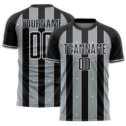 Soccer Jersey Black Pinstripe Silver-White Uniform Sports Sublimation Custom Line