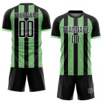 Jersey Green-White Uniform Pinstripe Sublimation Soccer Line Pea Black Sports Custom Jersey Green-White Uniform Pinstripe Sublimation Soccer Line Pea Black Sports Custom