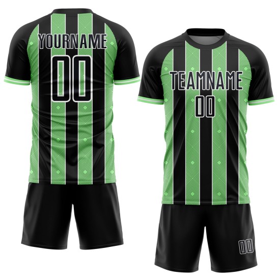 Jersey Green-White Uniform Pinstripe Sublimation Soccer Line Pea Black Sports Custom Jersey Green-White Uniform Pinstripe Sublimation Soccer Line Pea Black Sports Custom