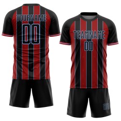 Black Sublimation Jersey Soccer Pinstripe Uniform Line Sports Red-Light Custom Blue Black Sublimation Jersey Soccer Pinstripe Uniform Line Sports Red-Light Custom Blue