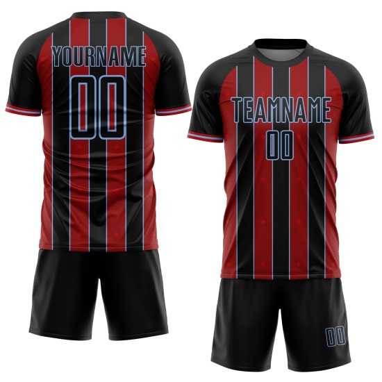 Black Sublimation Jersey Soccer Pinstripe Uniform Line Sports Red-Light Custom Blue Black Sublimation Jersey Soccer Pinstripe Uniform Line Sports Red-Light Custom Blue