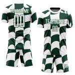 Uniform Soccer Custom Green Plaid White Jersey Sublimation Uniform Soccer Custom Green Plaid White Jersey Sublimation