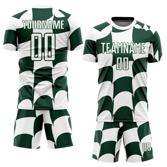 Uniform Soccer Custom Green Plaid White Jersey Sublimation Uniform Soccer Custom Green Plaid White Jersey Sublimation