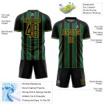 Sports Uniform Black Kelly Soccer Custom Jersey Pinstripe Line Green-Gold Sublimation Sports Uniform Black Kelly Soccer Custom Jersey Pinstripe Line Green-Gold Sublimation