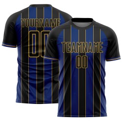 Black Jersey Gold Royal-Old Uniform Pinstripe Sublimation Sports Custom Soccer Line