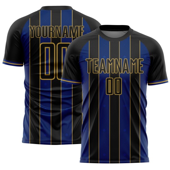 Black Jersey Gold Royal-Old Uniform Pinstripe Sublimation Sports Custom Soccer Line Black Jersey Gold Royal-Old Uniform Pinstripe Sublimation Sports Custom Soccer Line