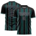 Line Black Sublimation Sports Jersey Soccer Green-Gray Pinstripe Uniform Midnight Custom Line Black Sublimation Sports Jersey Soccer Green-Gray Pinstripe Uniform Midnight Custom