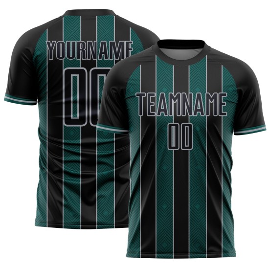 Line Black Sublimation Sports Jersey Soccer Green-Gray Pinstripe Uniform Midnight Custom Line Black Sublimation Sports Jersey Soccer Green-Gray Pinstripe Uniform Midnight Custom