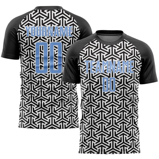 Soccer Uniform Jersey Custom Light Blue-White Black Sublimation Soccer Uniform Jersey Custom Light Blue-White Black Sublimation