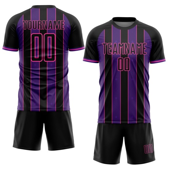 Purple-Pink Uniform Custom Sports Black Line Jersey Soccer Pinstripe Sublimation Purple-Pink Uniform Custom Sports Black Line Jersey Soccer Pinstripe Sublimation