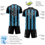 Line Uniform Black Sports Sky Blue-White Pinstripe Jersey Sublimation Soccer Custom Line Uniform Black Sports Sky Blue-White Pinstripe Jersey Sublimation Soccer Custom