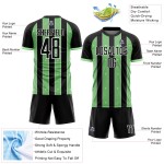 Jersey Green-White Uniform Pinstripe Sublimation Soccer Line Pea Black Sports Custom Jersey Green-White Uniform Pinstripe Sublimation Soccer Line Pea Black Sports Custom
