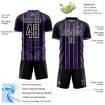 Jersey Uniform Sports Sublimation Pinstripe Line Soccer Custom Black Purple-White Jersey Uniform Sports Sublimation Pinstripe Line Soccer Custom Black Purple-White