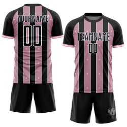 Line Sublimation Black Jersey Light Uniform Custom Pinstripe Pink-White Soccer Sports Line Sublimation Black Jersey Light Uniform Custom Pinstripe Pink-White Soccer Sports